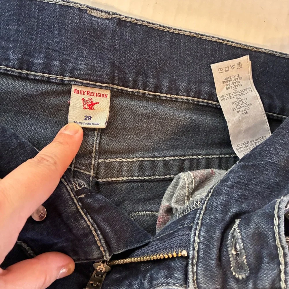 True Religion Rocco Relaxed Skinny Jeans Dark Wash Blue Size 28X31 Mens Denim
